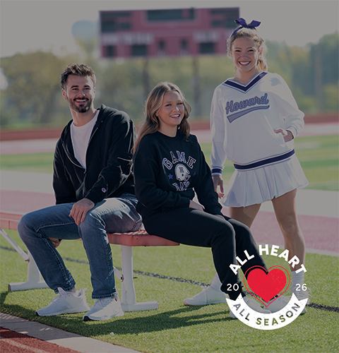 Female Wearing Champion Fleece and carrying fanny pack