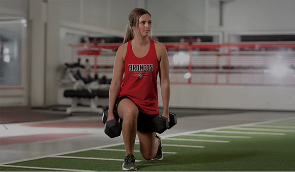 Female wearing Champion practice wear