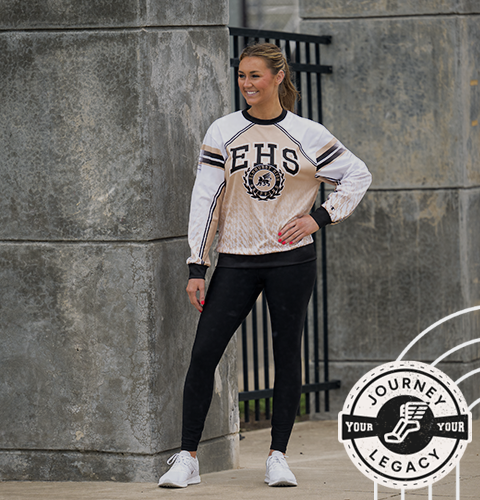 Male Wearing Champion Track & Field Fleece