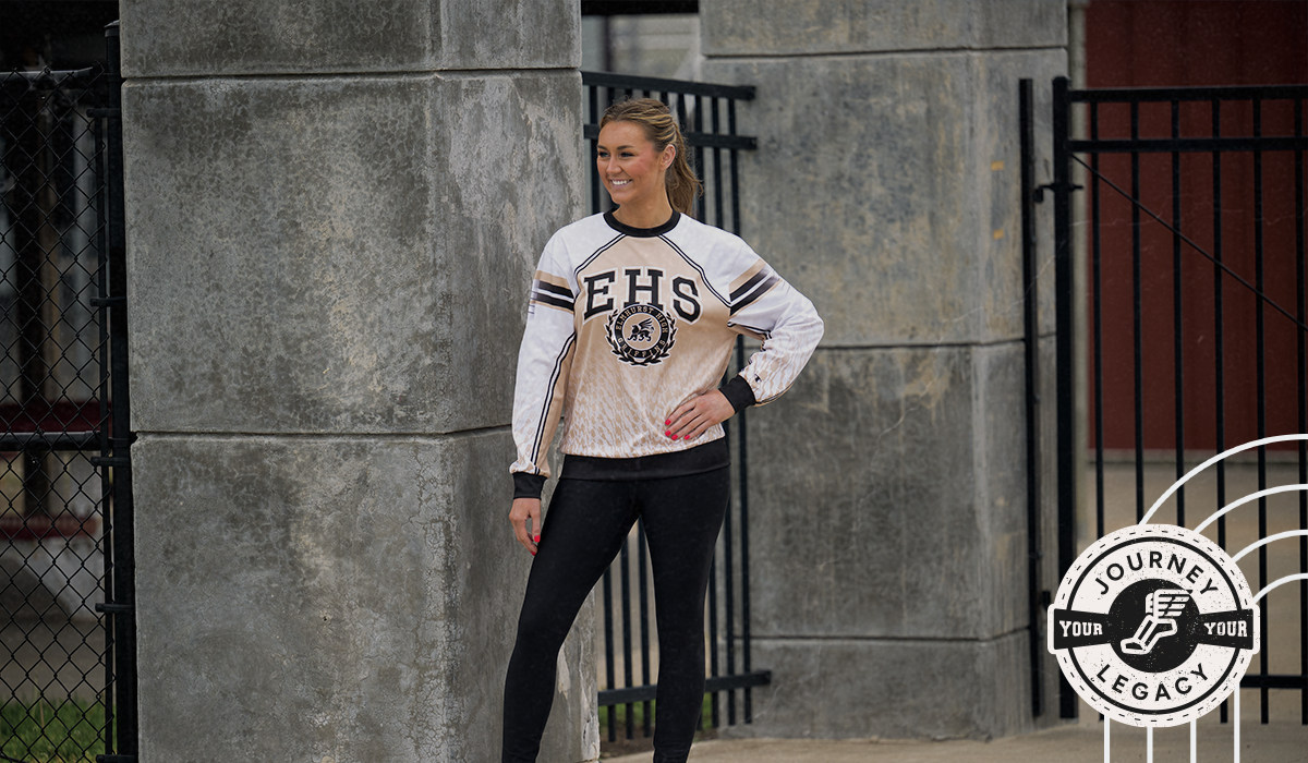 Male Wearing Champion Track & Field Fleece