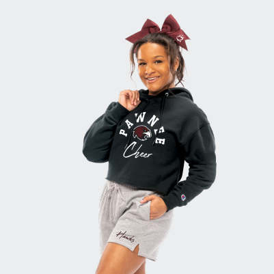 Female Wearing Powerblend Fleece Cropped Hoodie