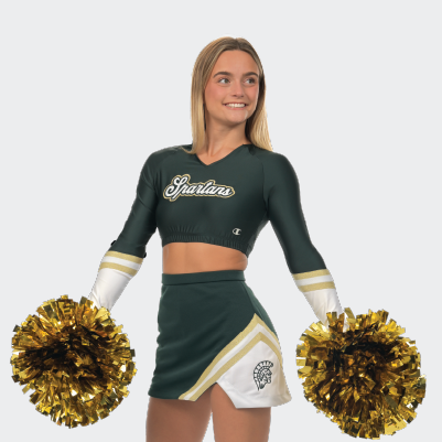 Cheerleader Wearing Champion Made Double Knit V-Neck Cropped Shell 2
