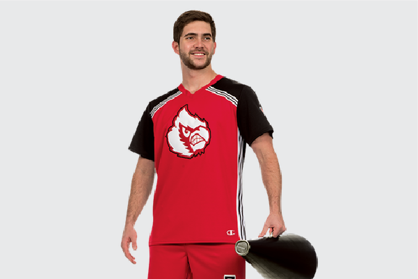 Male Cheerleader Wearing Champion Made Double Knit Yell Leader Top 3