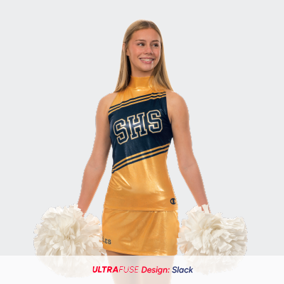 Cheerleader Wearing Champion Shimmer Mock Neck Shell